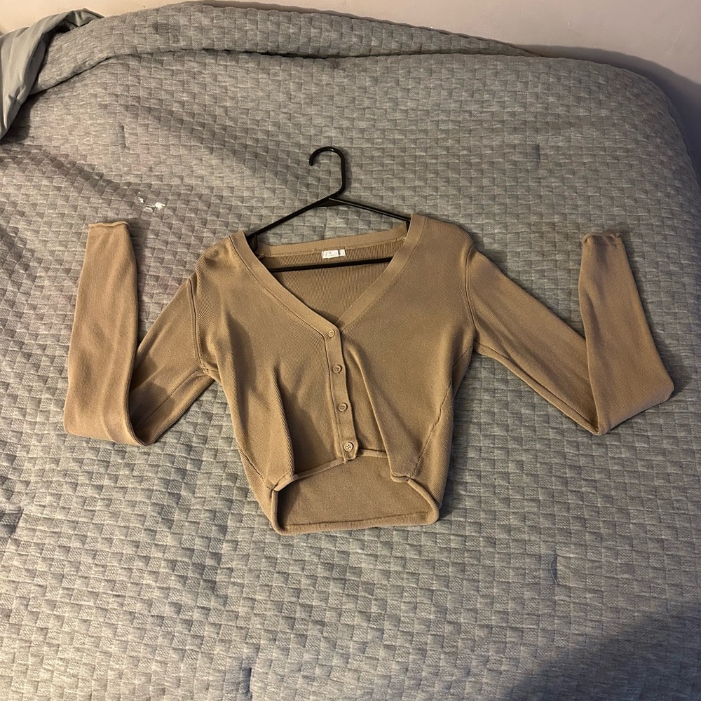 Tan Button-Up Cardigan